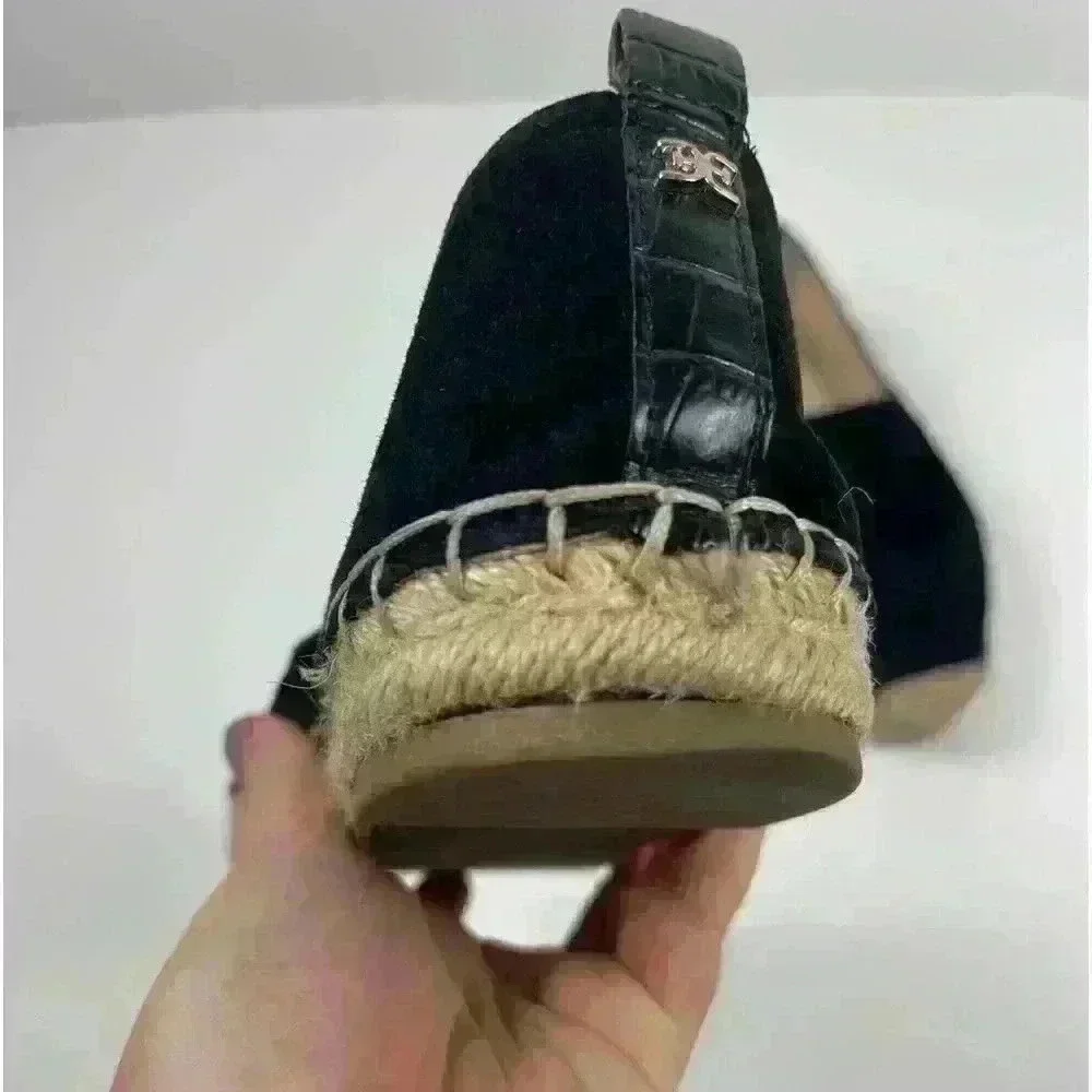 Sam Edelman Womens Carrin Platform Espadrille Slip-On Black Suede 8 Sandal Shoe - Picture 8 of 15